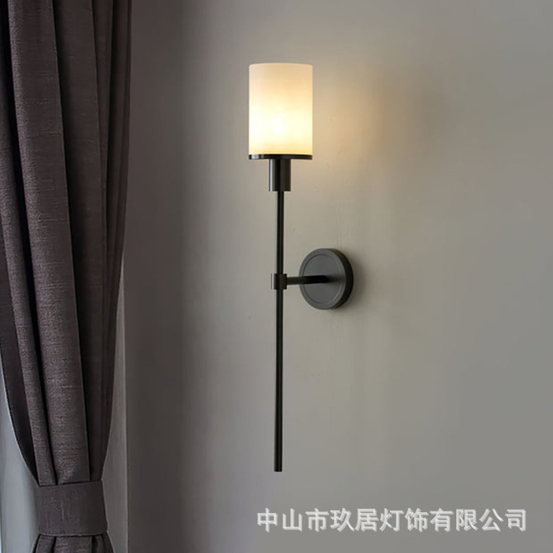 卧室床头壁灯全铜客厅背景墙装饰云石设计师轻奢高级感酒店过道灯