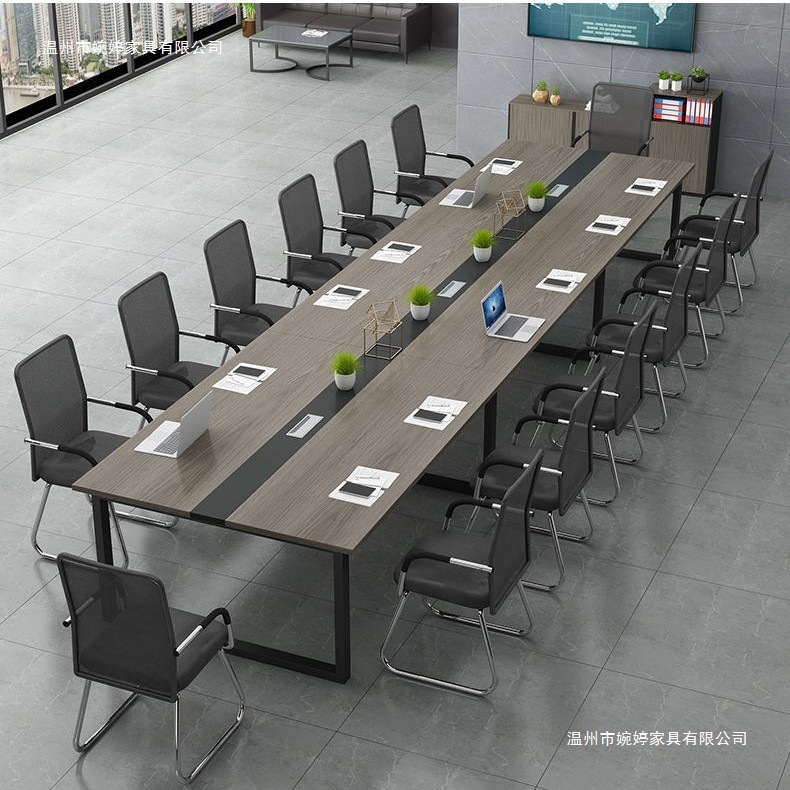 Conference Table Long Table Office Desk and Chair Combination Long Solid Wood Workbench Conference Room Training Table Free Combination