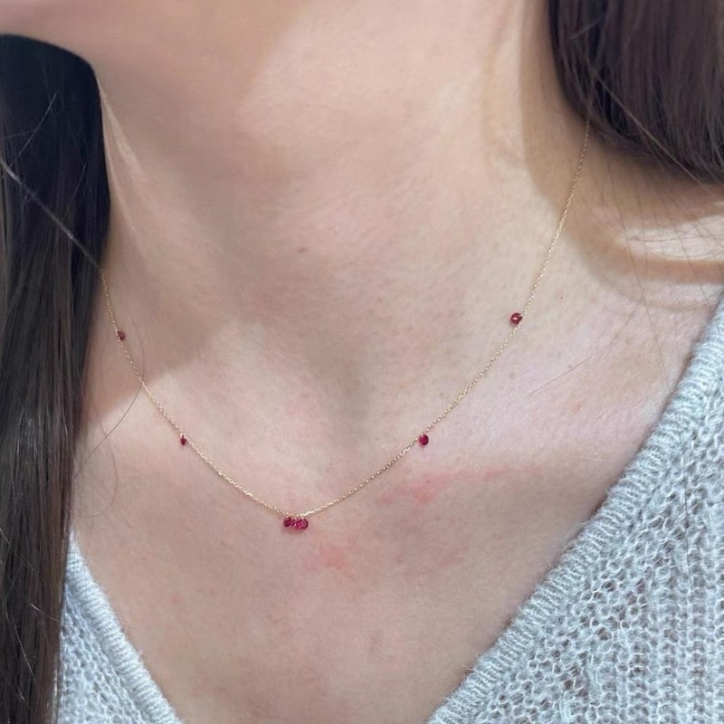 S925 スターリングシルバー日本製絶妙な極細レッドダイヤモンド鎖骨チェーン女性のエレガントなネックレス|undefined