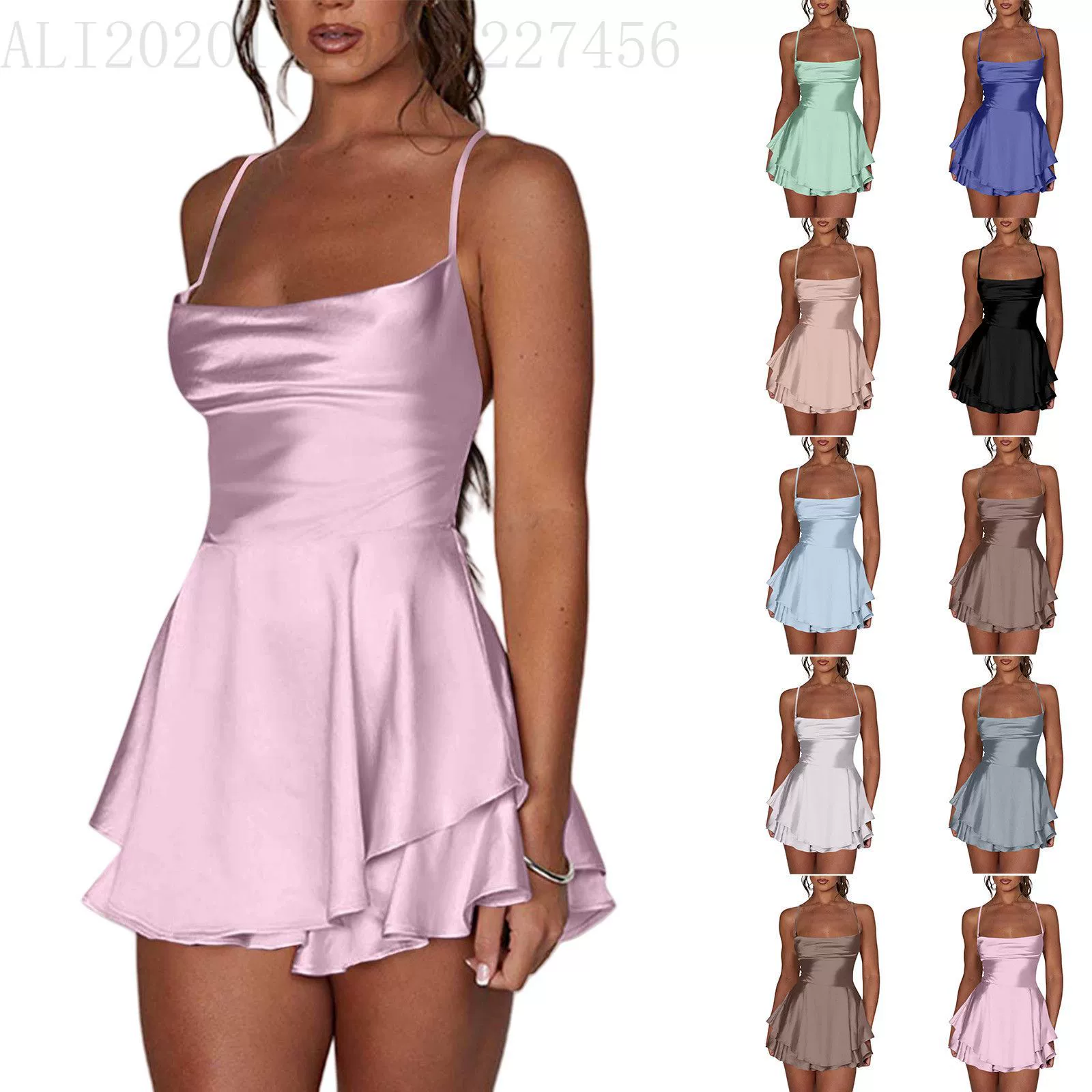 Летнее сексуальное облегающее цветное платье, пижама, европейский стиль, без спинки, для импорта