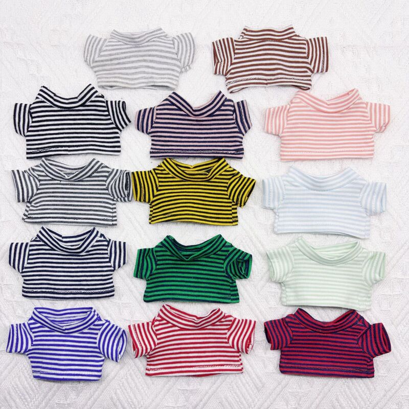 Striped T-Shirt Doll Clothes 14cm Plush Toy Dog Clothes Top Short-Sleeved Accessories