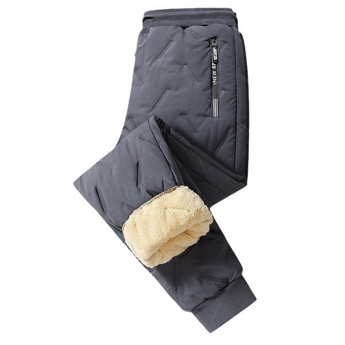 Men's Thick Fleece Lined Casual Pants with Extra Large Lamb's Wool Loose Sporty Winter Warm Cotton Pants
