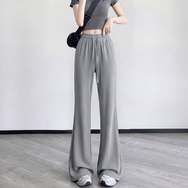 Gray Quick-Dry Sports Pants for Women, Summer Thin Ice Silk Drapey Sun-Protection Pants, Petite Yoga Flared Pants Gray Quick-Dry Sports Pants for Women, Summer Thin Ice Silk Drapey Sun-Protection Pants, Petite Yoga Flared Pants
