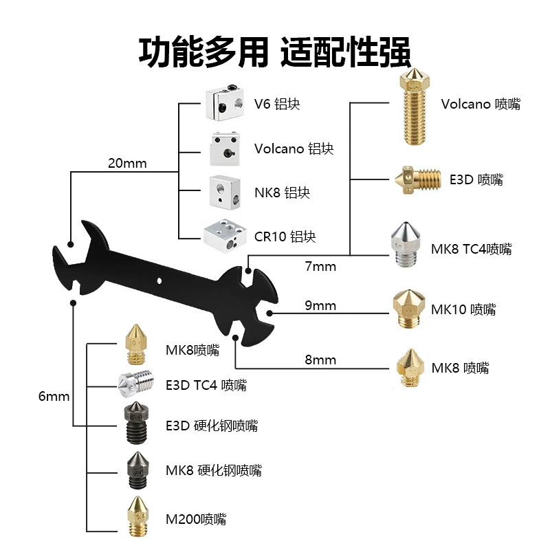 Универсальный совместимый wrench, аксессуары для 3D-принтера
