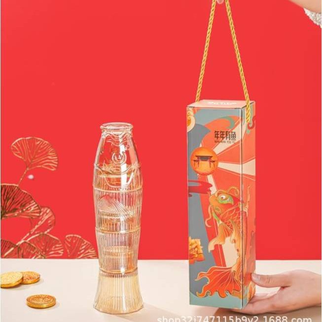 One Gift Koi Four-Piece Set A-Jlb/L4 Glass Stacking Water Cup Set Handy Gift Creative Event Gift