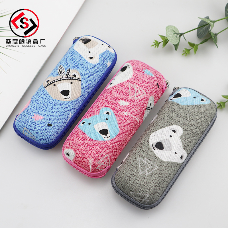 eva儿童小熊拉链盒时尚简约耐用便携近视镜收纳眼睛盒子厂家供应|ms