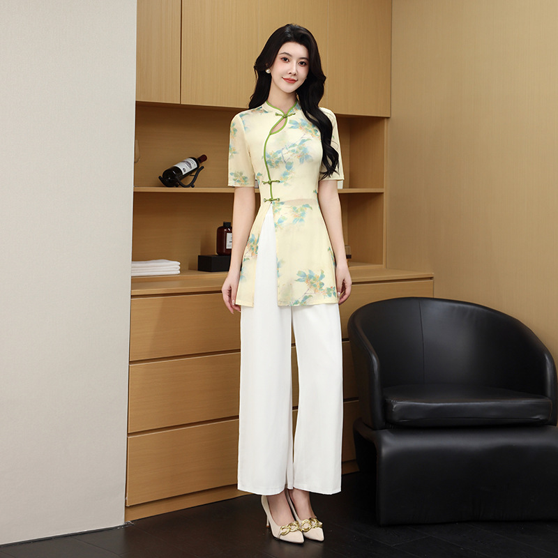Soft Work Clothes Cheongsam Dress Technician Work Clothes Foot Bath Female Health Club Spa Beautician Two-Piece Set Soft Work Clothes Cheongsam Dress Technician Work Clothes Foot Bath Female Health Club Spa Beautician Two-Piece Set