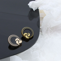 Euduo Small Floral Metal Button Black Braid Knit Cardigan Sweater Noble Button Vintage Clothing Accessory