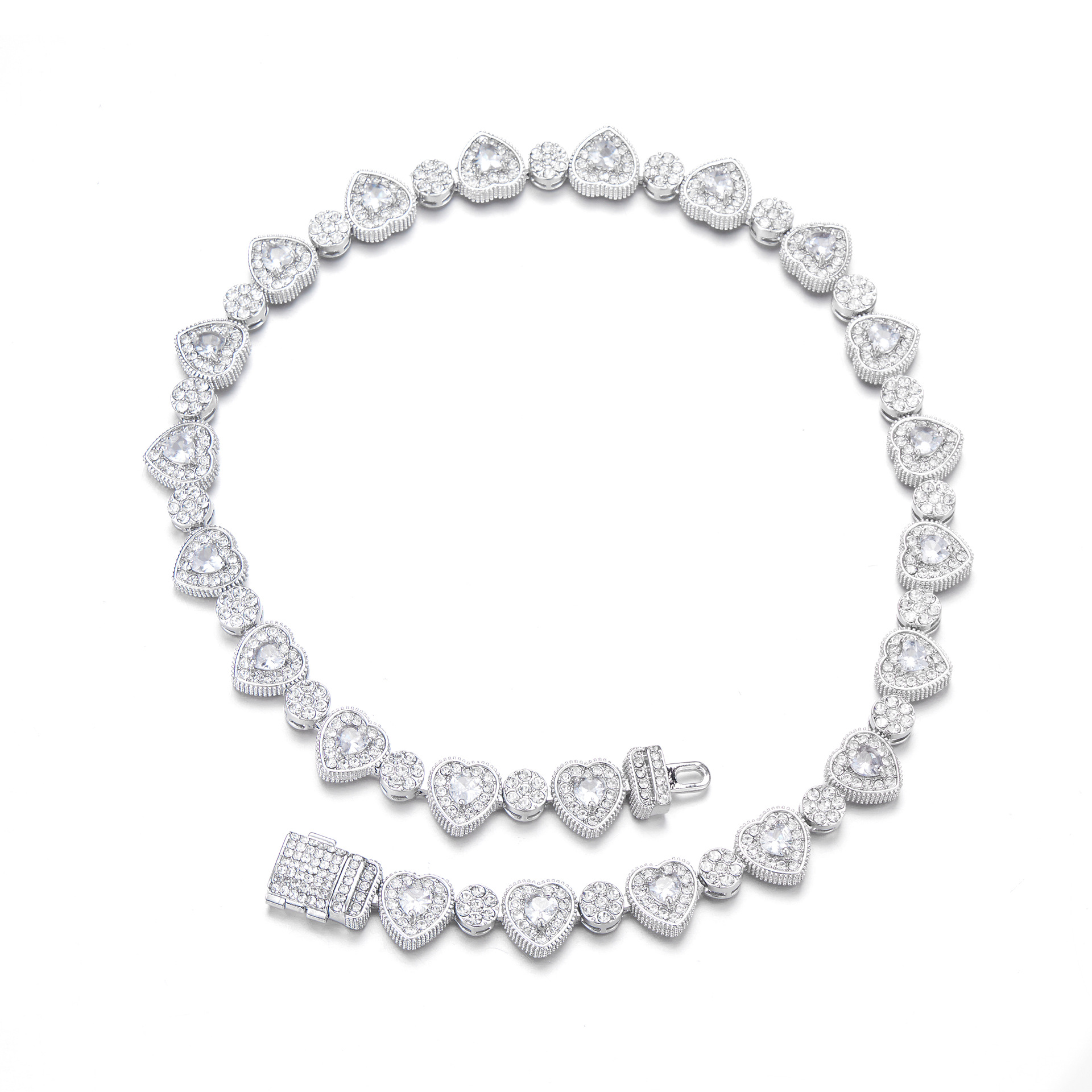 Fashion Heart Shape Alloy Inlay Rhinestones Unisex Necklace 1 Piece