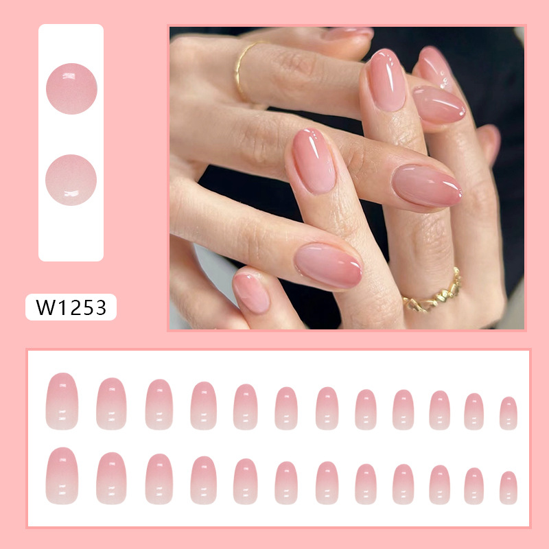 Faux ongles ovales rose progressif pour fille, pur désir, doux, produits finis pour ongles, lot mixte_voghion.com
