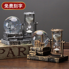 家居装饰品复古水晶球沙漏计时器酒柜客厅桌面埃菲尔铁塔创意王金