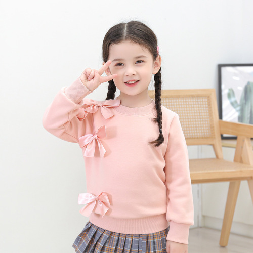 Girls Autumn Korean Style Sweater Wholesale 2024 New Children's Clothes Children's Autumn Velvet Pullover One Piece Dropshipping