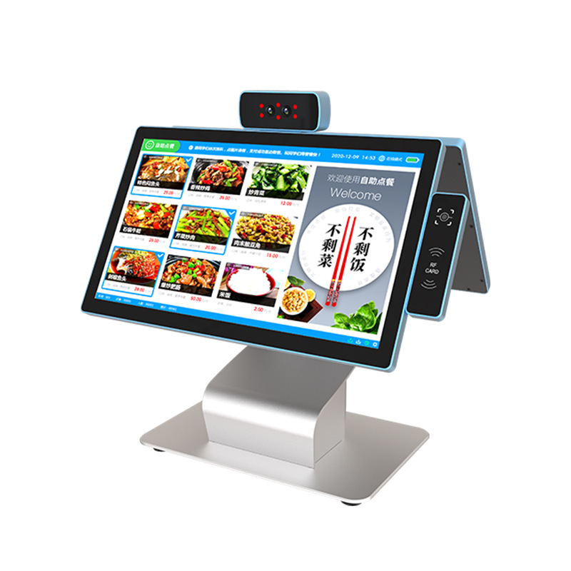 食堂双屏点餐机人脸识别双触15.6寸多功能机双屏消费机（台式）