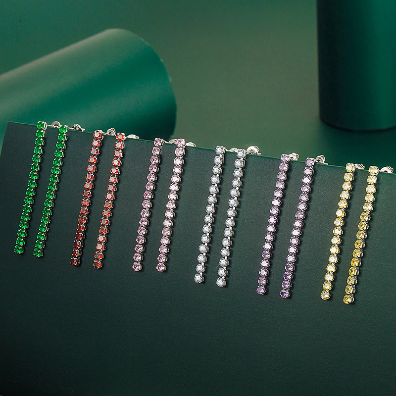 Fashion Solid Color Copper Inlay Zircon Drop Earrings 1 Pair