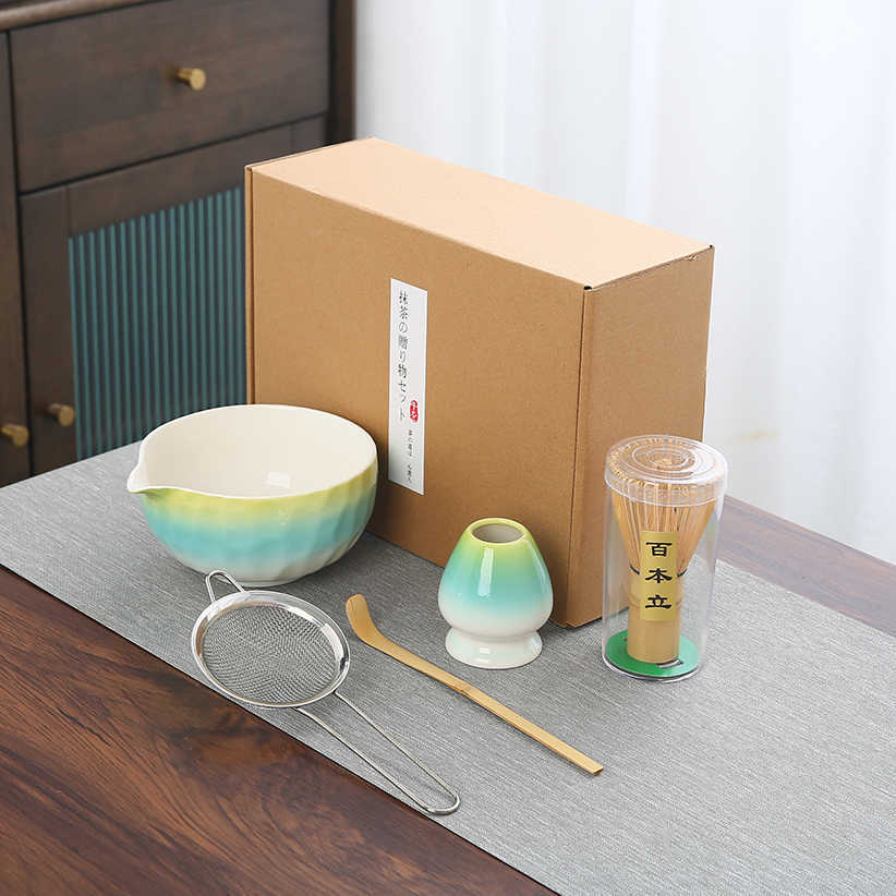 Juego de matcha degradado de matcha de estilo japonés exclusivo transfronterizo, cepillo de té Baibenli, juego de 5 piezas de herramientas de té de la dinastía Song