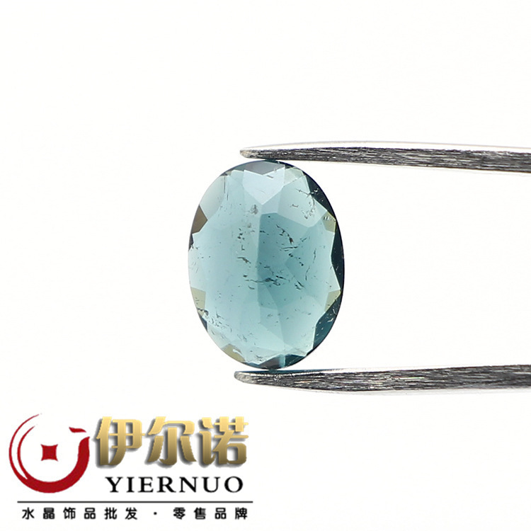 天然巴西彩碧玺 戒面裸石 蓝碧玺戒面 女款 一物一图