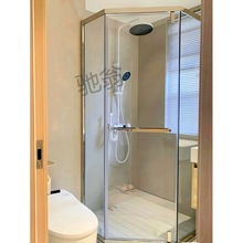Xac【厂家直销】淋浴房钻石型玻璃卫生间家用隔断不锈钢干湿分离