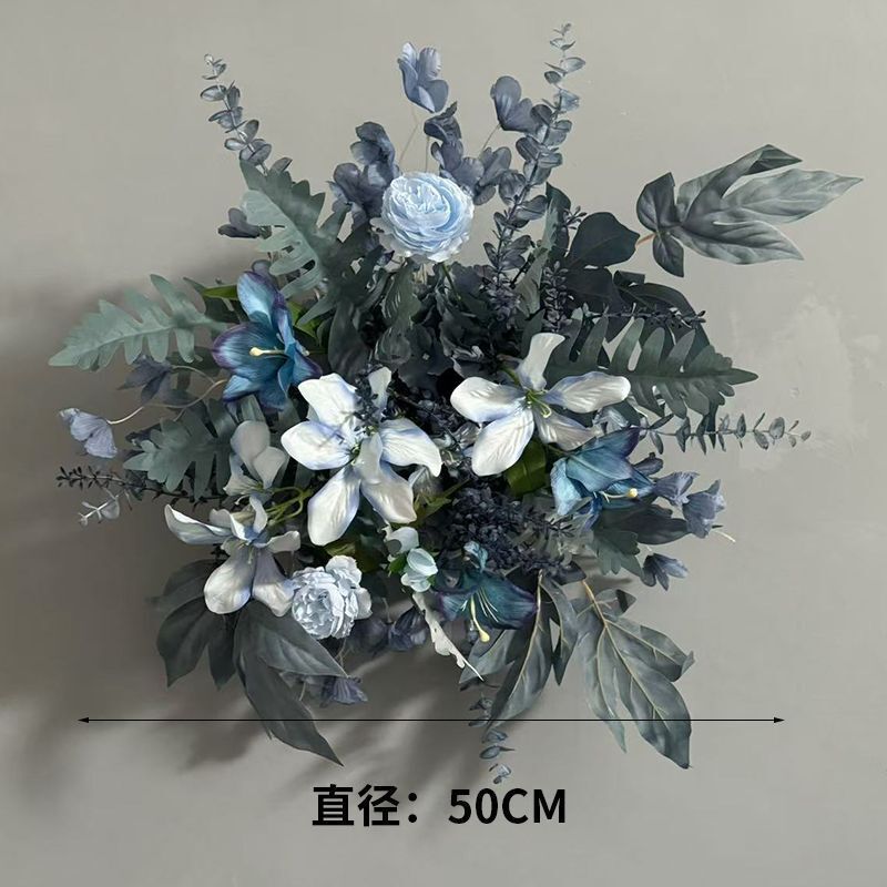升级大尺寸订婚仿真花排花仿真绢花成品装饰尤加利花排台路婚礼|undefined