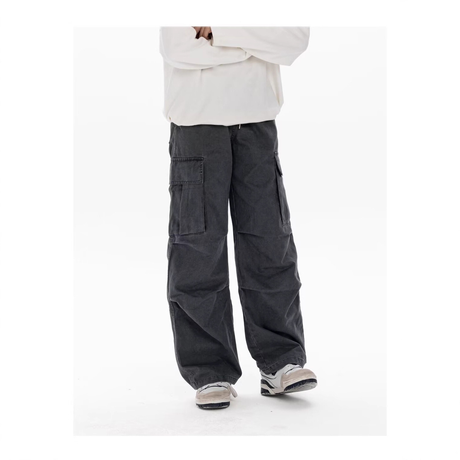 Multi-Pocket Cargo Pants Men Autumn New American High Street Straight Pants Unisex Loose Cleanfit Casual Pants