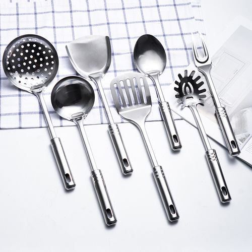 Spatula full set of stainless steel kitchen utensils seven-piece set with anti-scald handle nine-bead spatula and spoon kitchen supplies set cooking utensils