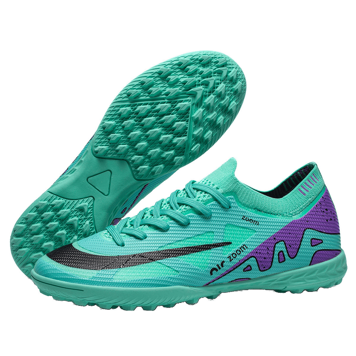 Explosiones transfronterizas de zapatos de fútbol bajos tejidos sin costuras de alta calidad zapatos de fútbol de clavos largos de comercio exterior tamaño 47 zapatos de fútbol de clavos