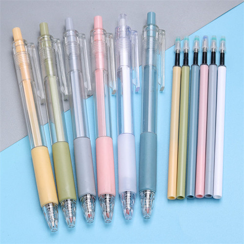 Morandi color gel pen transparent macaron press pen European and American simple ins writing black water signature pen