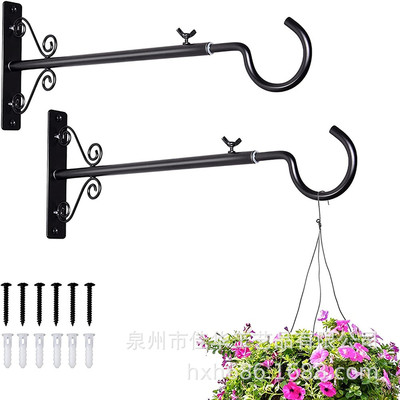 可调伸缩花架 欧式铁艺花架壁挂式花盆架子阳台栏杆花架一对|ru