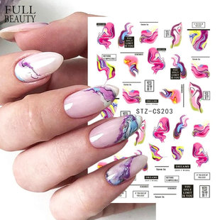 Cross-border source nail art stickers marble water wave texture watercolor ink magic color adhesive nail