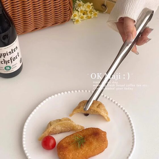 304 Stainless Steel Food Clip Food Clip Kitchen Fried Steak Clip Korean Barbecue Clip Long Meal Clip Food Clip
