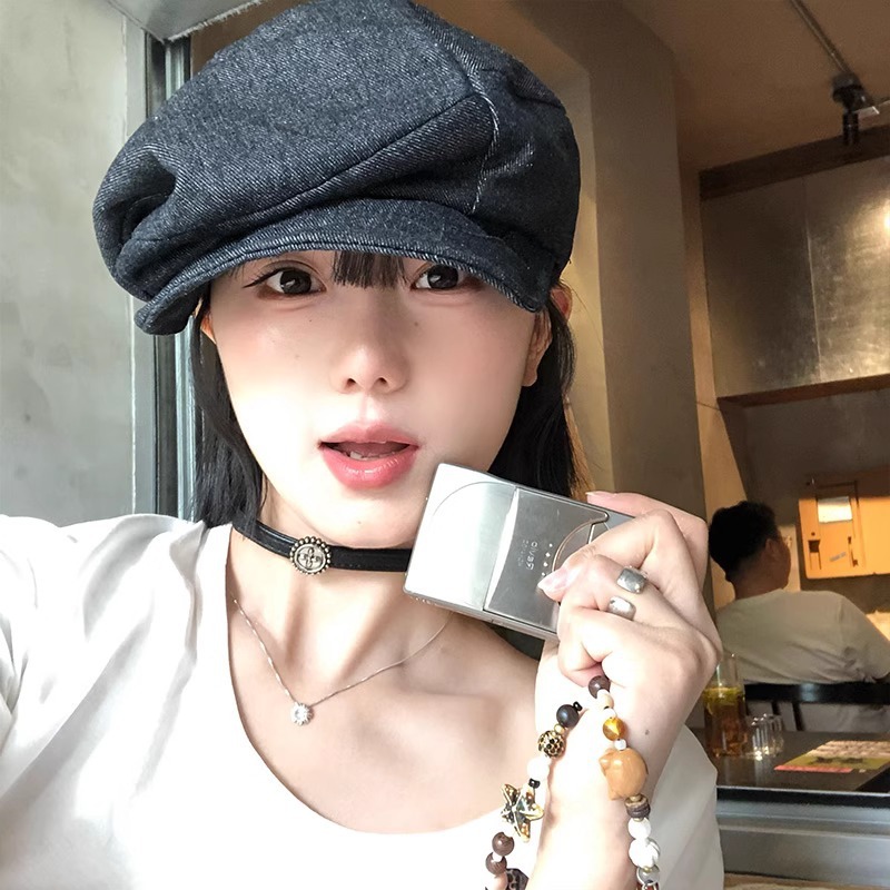 日系复古棉麻贝雷帽女夏季透气大头围显脸小遮阳防晒八角画家帽子|undefined