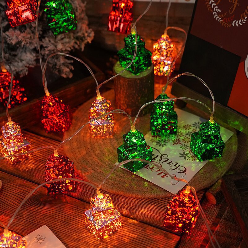 Nuevo LED caja de regalo de bola de Navidad serie de cinco estrellas pequeñas luces de color árbol de Navidad colgante diseño en stock al por mayor