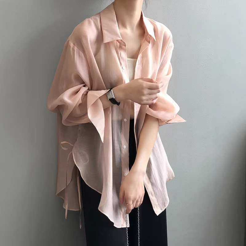 Lyocell Tencel Breathable Sun Protection Women's Summer 2026 New Style Shirt Cardigan Casual Thin Jacket Shirt for Women
