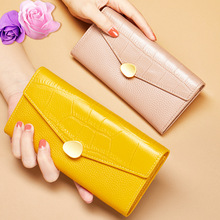 长款钱包女士真皮2025新款小手包多功能头层牛皮鳄鱼纹钱夹手机包
