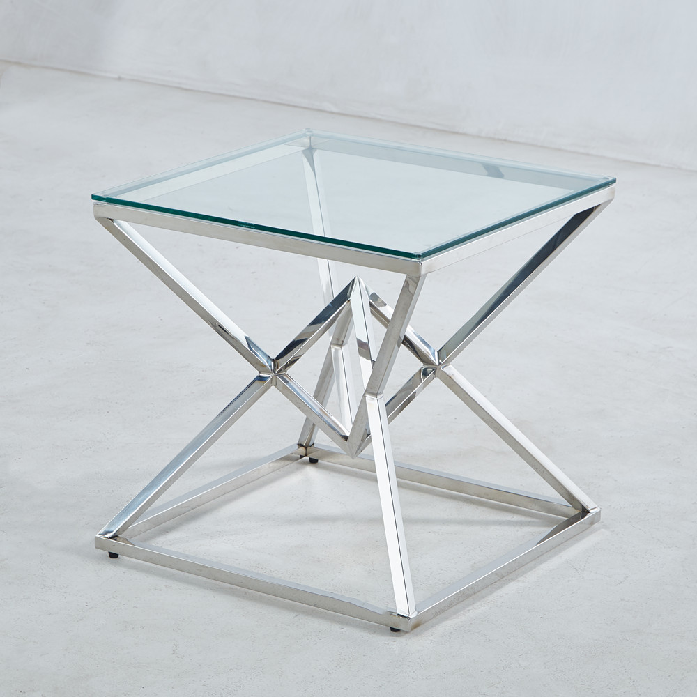 designer Simplicity modern square Stainless steel Glass Side table sofa Side table Corner table a living room Gold color tea table
