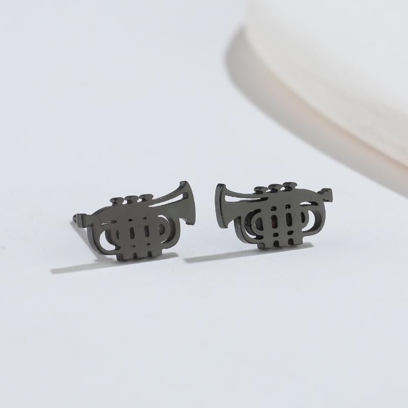 Vintage Style LaCorne Titanium Steel Ear Studs Plating No Inlaid Stainless Steel Earrings