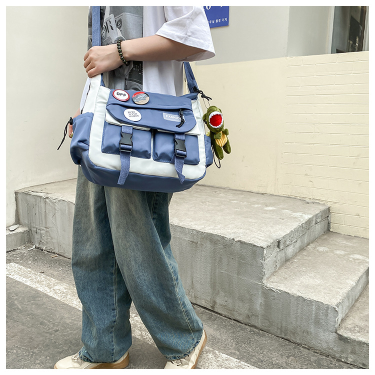 Korean ins fashion single-shoulder crossbody bag, trendy brand color sports bag, middle and high school schoolbag, college student class backpack undefined