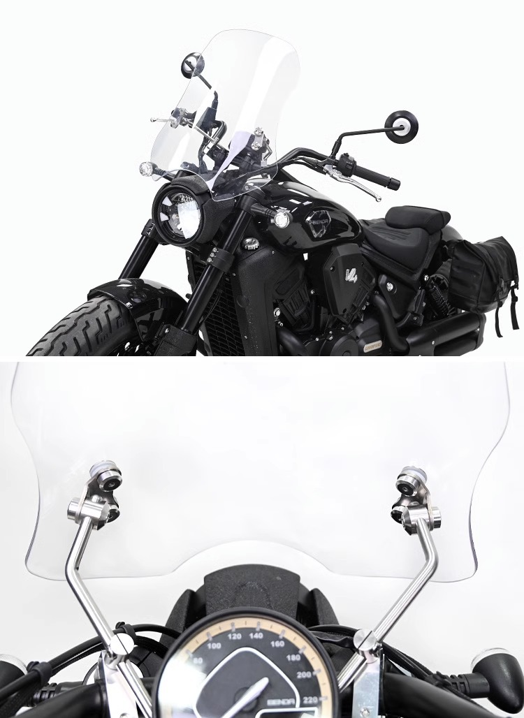 Muscle car Wolf suitable for Benda black flag 500 windshield windshield front wind baffle pedal modification adjustable Special