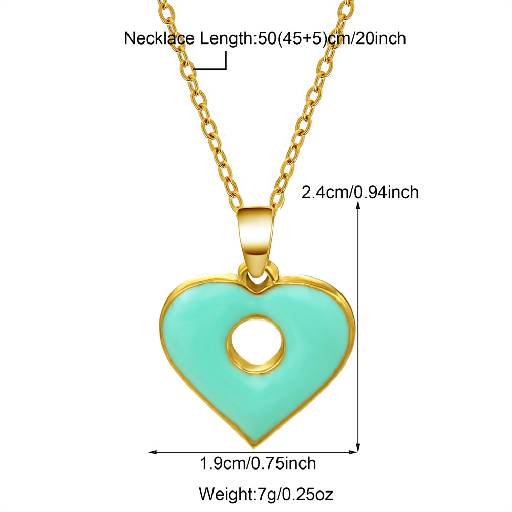 11g Weight 18K Gold Plated Plating Material 304 Stainless Steel Pendant Material Pendant Necklace Classification 304 Stainless Steel Chain Material 1 Piece Quantity Holiday, Daily Occasion 304 Stainless Steel Material Heart Shape Pattern Women's Gender Enamel, Hollow Out Design Casual, Simple Style Style Wholesale Jewelry Casual Simple Style Heart Shape 304 Stainless Steel 18K Gold Plated Enamel Hollow Out Pendant Necklace 10