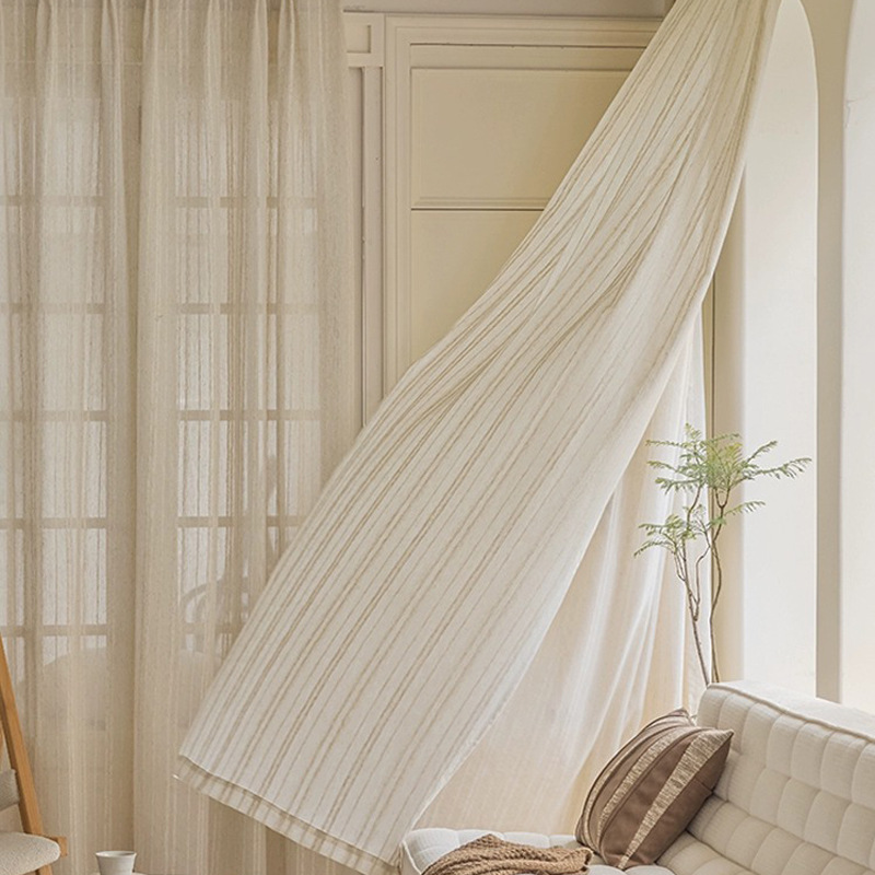 Ventana de lona japonesa de estilo de lino, ventana medieval, ventana flotante de la sala de estar, madera, viento transparente, hilo blanco opaco
