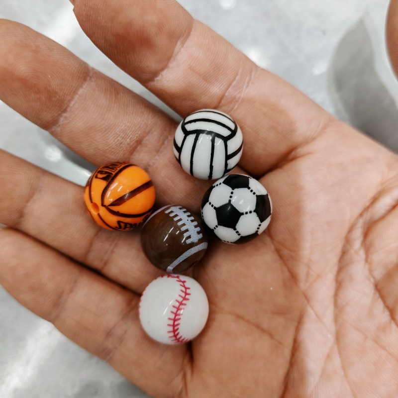 16mm Solid Color Volleyball Rugby Football Baseball Basketball Beads DIY Handmade Beads Loose Beads String Pen Jewelry Accessories