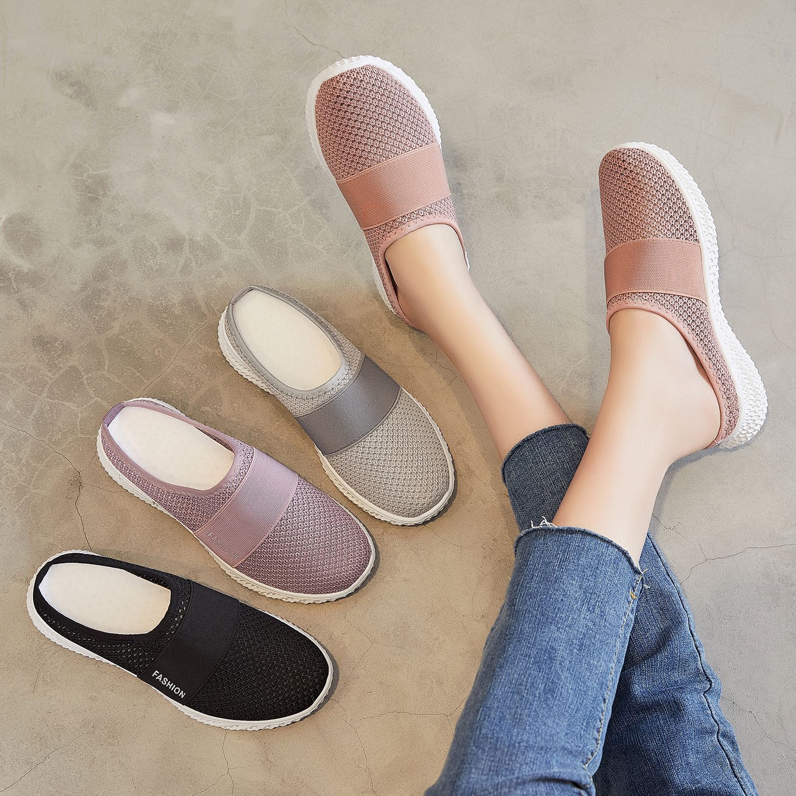 Zapatos de mujer, sandalias de verano nuevas, pantuflas cerradas sin cordones, zapatos casuales versátiles y a la moda, zapatos de venta al por mayor transfronterizos.