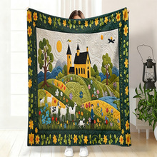 厂家直销跨境热销布艺风法兰绒毛毯卡通童话花仙子动物午睡毯盖毯