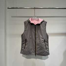 PB&ZA外贸秋冬款 女士通勤风双面穿轻薄连帽运动风休闲羽绒马甲