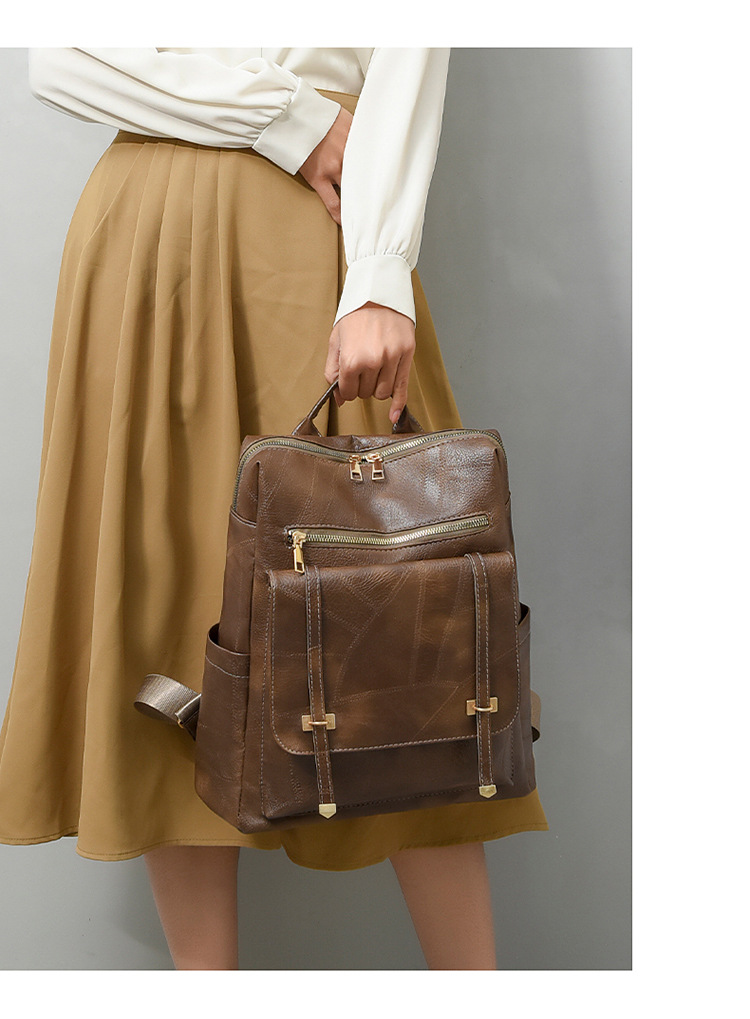 Borsa a tracolla per donna 2024 Nuova edizione coreana alla moda, zaino da donna in tinta unita, casual, in morbida pelle PU, anti-schizzi, borsa da viaggio_voghion.com