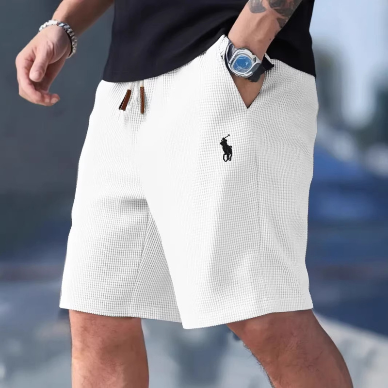 Men's Trendy Brand Summer Knee-Length Shorts with Embroidered Pony Corduroy Design Men's Trendy Brand Summer Knee-Length Shorts with Embroidered Pony Corduroy Design