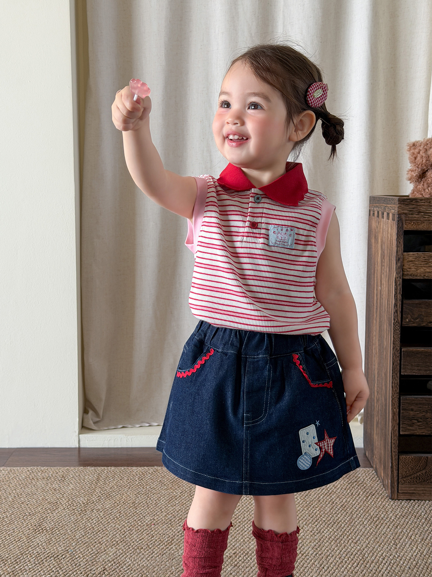 Sugar Pear ropa infantil falda de verano 2026 ropa de base vaquero para niños falda corta falda de bebé