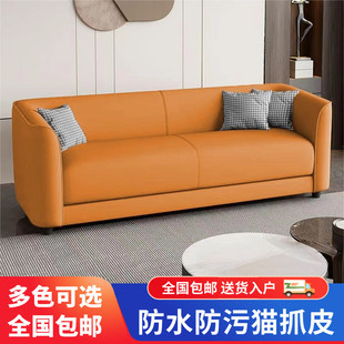 Cat Claw Leather Simple Light House Small Apartment Living Room Apartment Rental House Barber Shop Convenient Sofa for Two or Three People