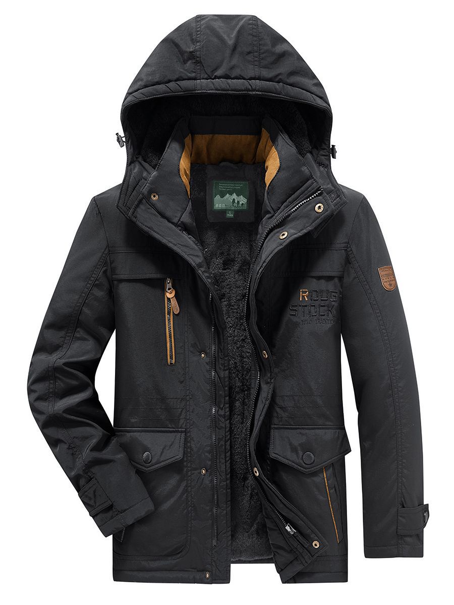 Chaqueta Acolchada Térmica para Hombre de Algodón Forrado de Vellón con Multibolsillos para Invierno