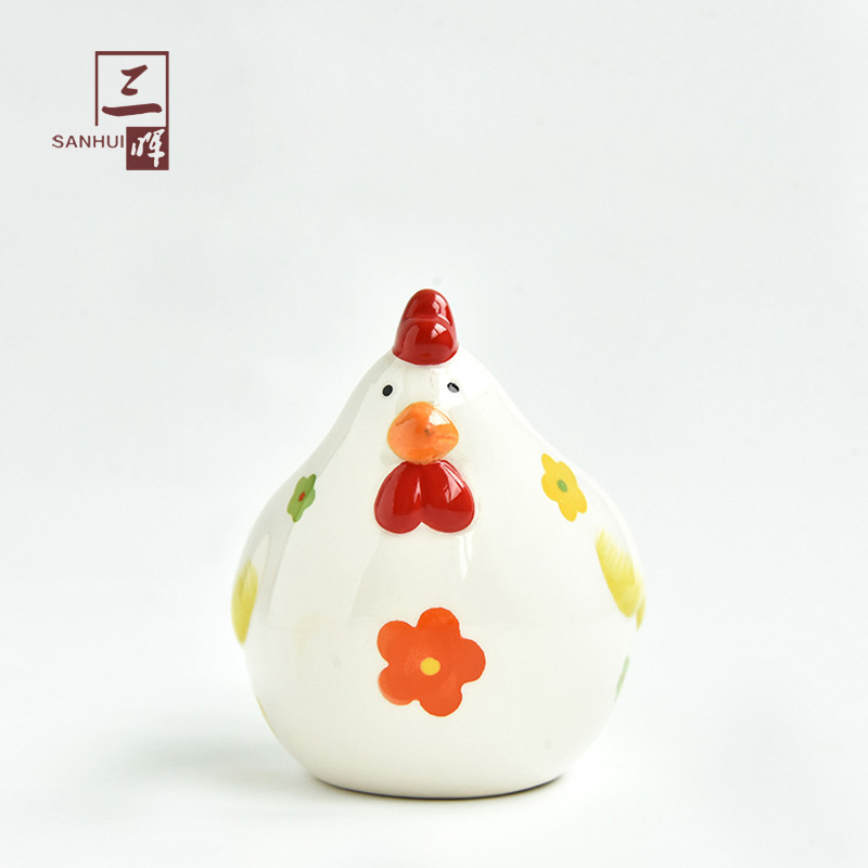 Modern art ceramic egg cup rabbit rooster white cloud soil hand-painted egg plate home egg cup ornament gift