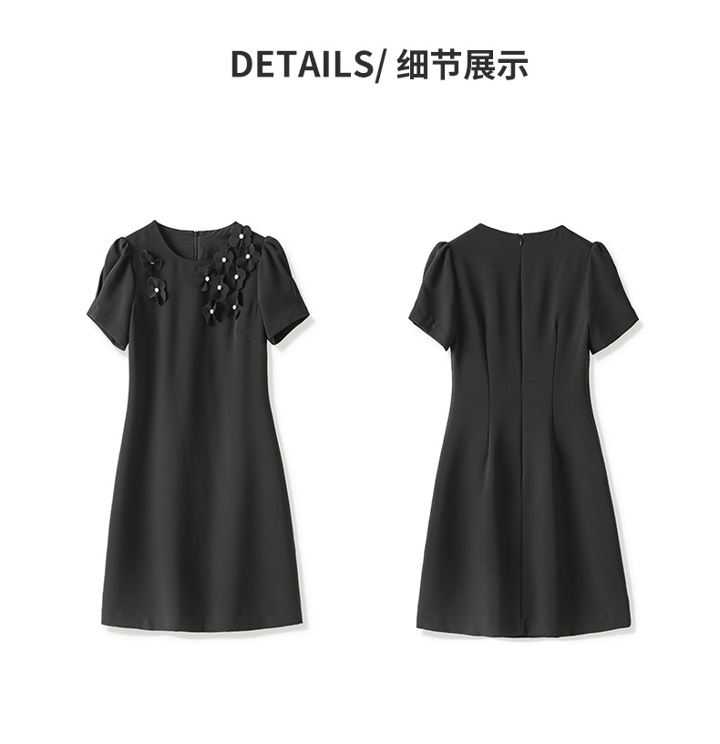 Váy maxi nữ thắt eo đính đá hoa nổi 3D phong cách quý cô sang trọng — Màu đen chi tiết 17